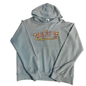 Mega Yacht Light Blue Louis Graphic Hoodie Sweatshirt Size L Made in USA